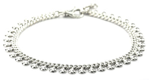 Anklet sterling silver flowing beads