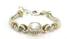 Load image into Gallery viewer, PADMA Beaded faceted Mother of Pearl gold vermeil and silver bracelet
