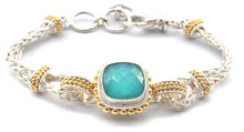 Load image into Gallery viewer, PADMA Beaded faceted Turquoise stone gold vermeil and silver bracelet
