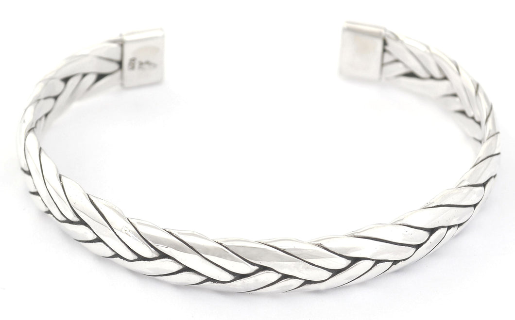 ANYA Heavy woven silver cuff bracelet