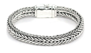 DASA Heavy Square Woven link bracelet 9" Hammered Clasp
