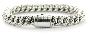 DASA Heavy textured link bracelet with Hammered barrel clasp 9"