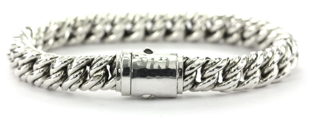 DASA Heavy textured link bracelet with Hammered barrel clasp 9
