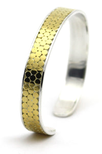 KALA Triple Dot Row Cuff Bracelet Sterling Silver and Gold