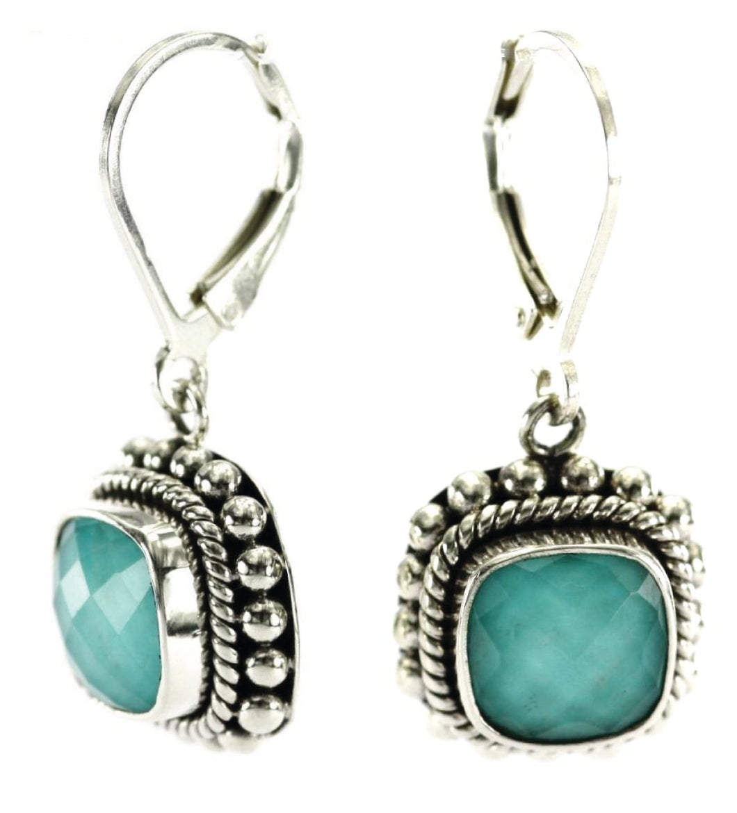 PADMA Beaded Square Turquoise Drop earrings