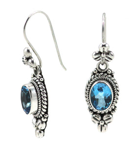 PADMA Beaded Oval Blue Turquoise Flower Drop earrings