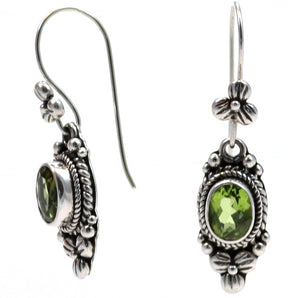 PADMA Beaded Oval Peridot Flower Drop earrings
