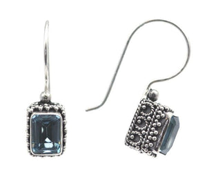 PADMA Filigree Rectangle Blue Topaz Drop earrings