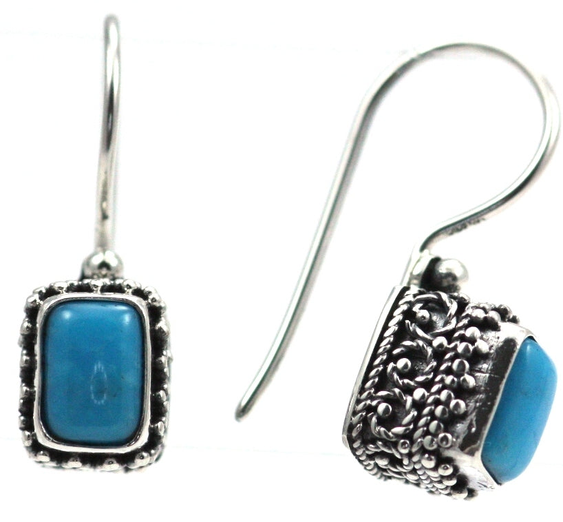 PADMA Filigree Rectangle Turquoise Drop earrings