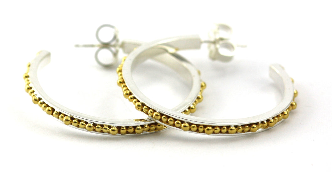INDA Thin Gold Beaded Hoop Earrings