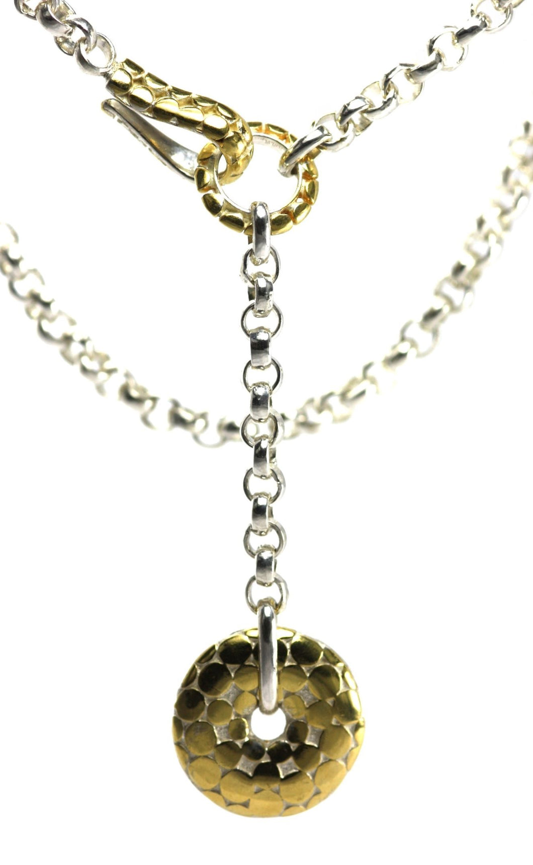 LUNA Lariat Circular Gold Dot Drop Necklace