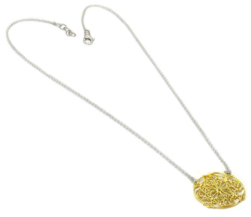 FILI Round Gold Floral Filigree Necklace