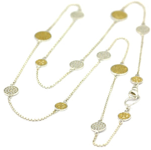 KALA Gold & Silver Round Dotted Reversible Station Necklace 24 - 26"