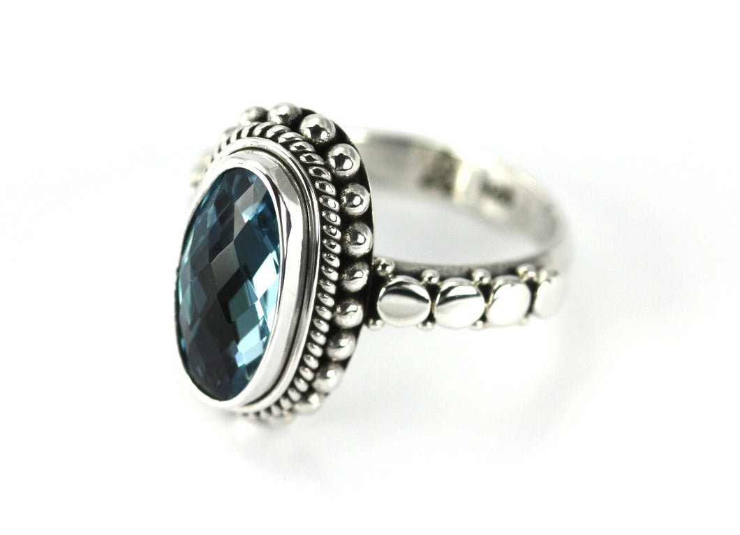 PADMA Faceted Blue Topaz Ring