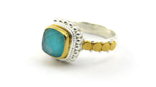 Load image into Gallery viewer, PADMA Faceted Turquoise Gold and Silver Ring
