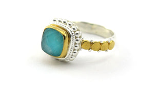 PADMA Faceted Turquoise Gold and Silver Ring