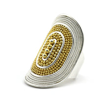 Load image into Gallery viewer, RAYA Large Heavy Beaded Gold Cigar Band Ring
