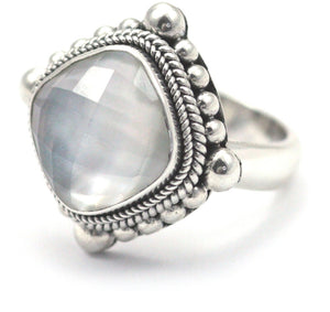 PADMA Large Faceted Mother Of Pearl  Ring