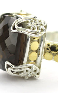 KALA Smokey Quartz Gold Accent Cocktail Ring