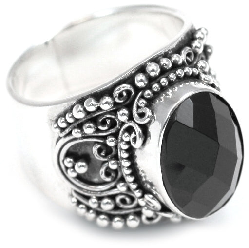 PADMA Faceted Black Onyx Ring