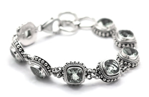 Faceted Green Amethyst Station Bracelet