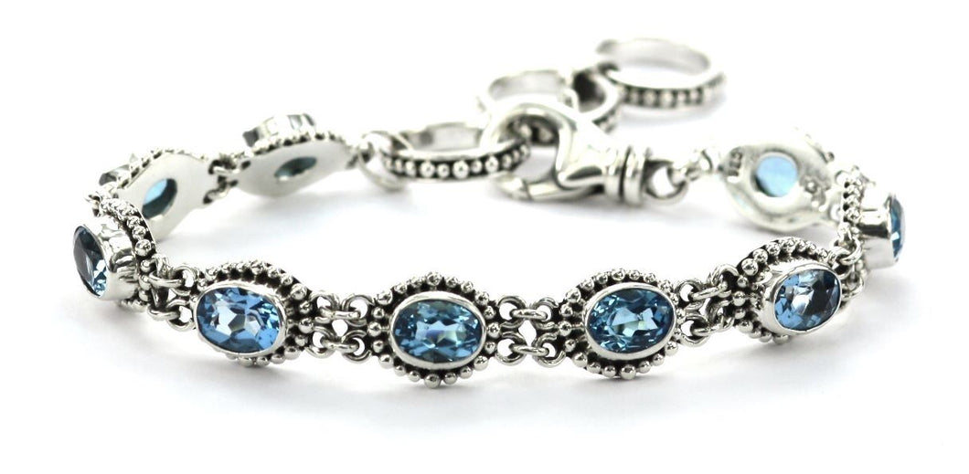 PADMA Beaded Blue Topaz station bracelet
