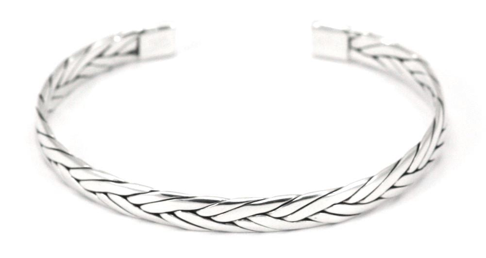 ANYA Light Woven Silver Cuff bracelet