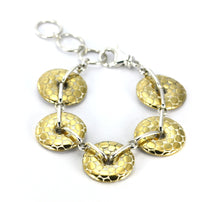 Load image into Gallery viewer, LUNA Gold vermeil and silver dotted disk station Bracelet
