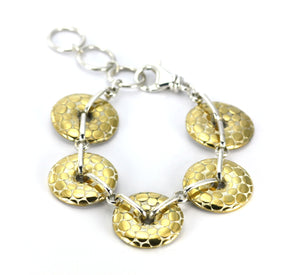 LUNA Gold vermeil and silver dotted disk station Bracelet