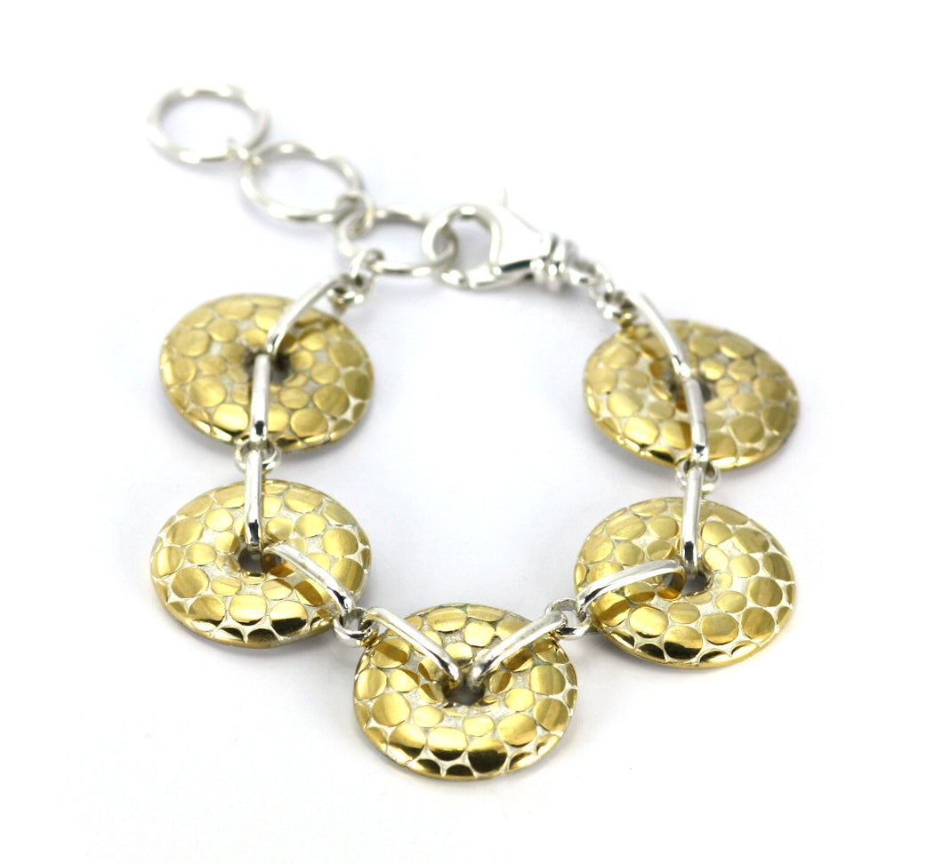LUNA Gold vermeil and silver dotted disk station Bracelet