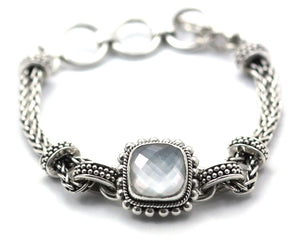 PADMA Faceted Mother of Pearl 12mm Stationed bracelet
