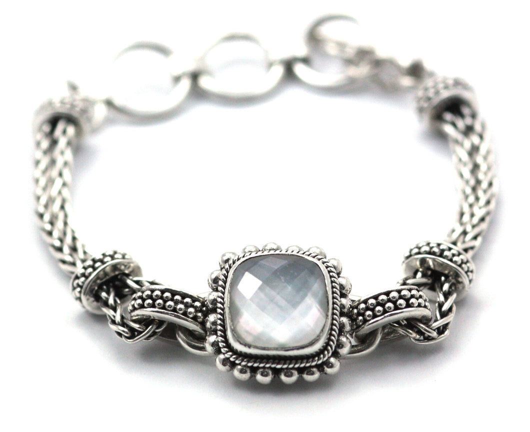 PADMA Faceted Mother of Pearl 12mm Stationed bracelet