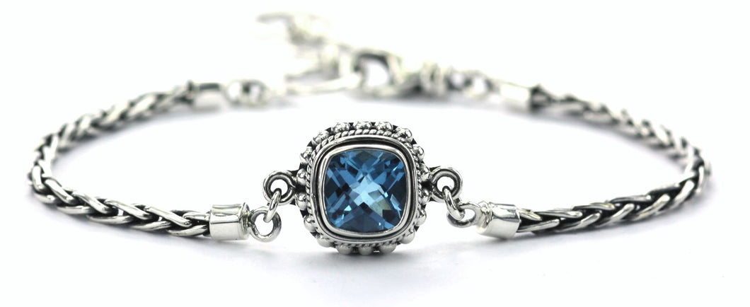 PADMA Beaded Swiss Blue Topaz Bracelet