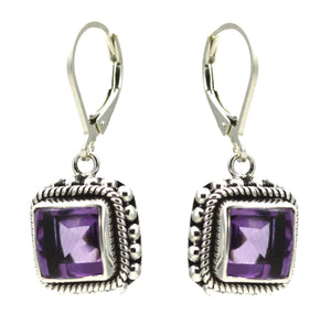 PADMA Beaded Square Amethyst Drop earrings