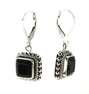 PADMA Beaded Square Black Onyz Drop earrings