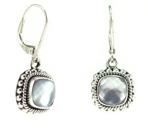 PADMA Beaded Square Mother Of Pearl Drop earrings