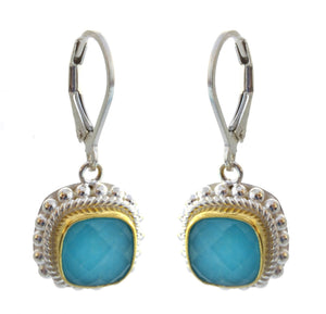 PADMA Beaded Turquoise Drop Earrings Gold accent