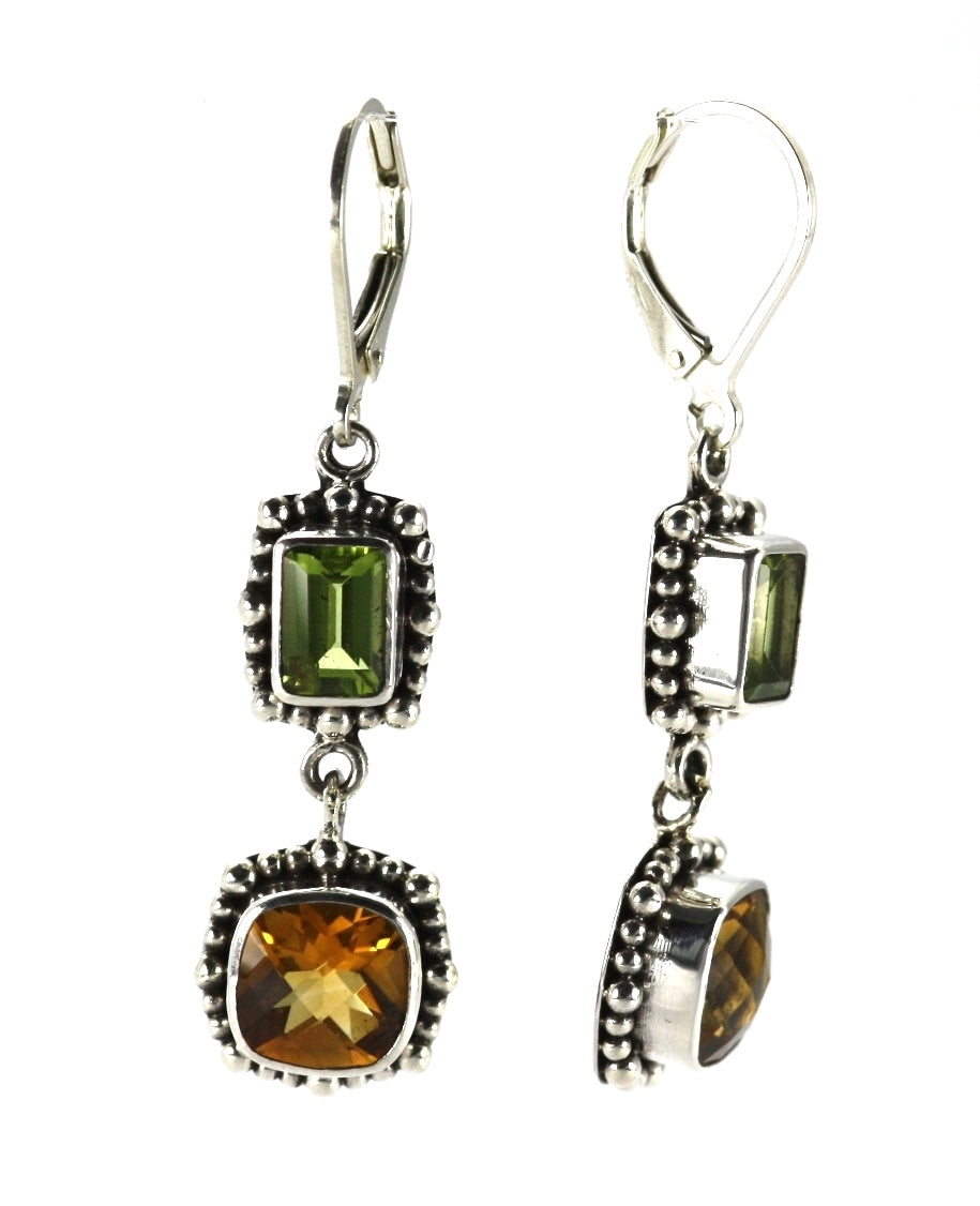 PADMA Beaded Citrine and Peridot Drop earrings