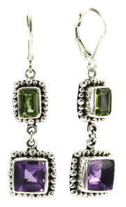 PADMA Beaded Amethyst and Peridot Drop earrings