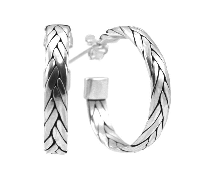 ANYA Woven Hoop Posted Earrings