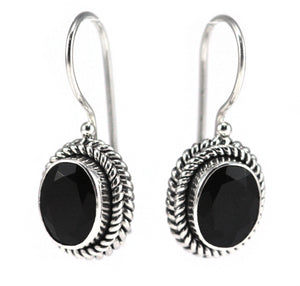 PADMA Beaded Oval Black Onyz Drop earrings