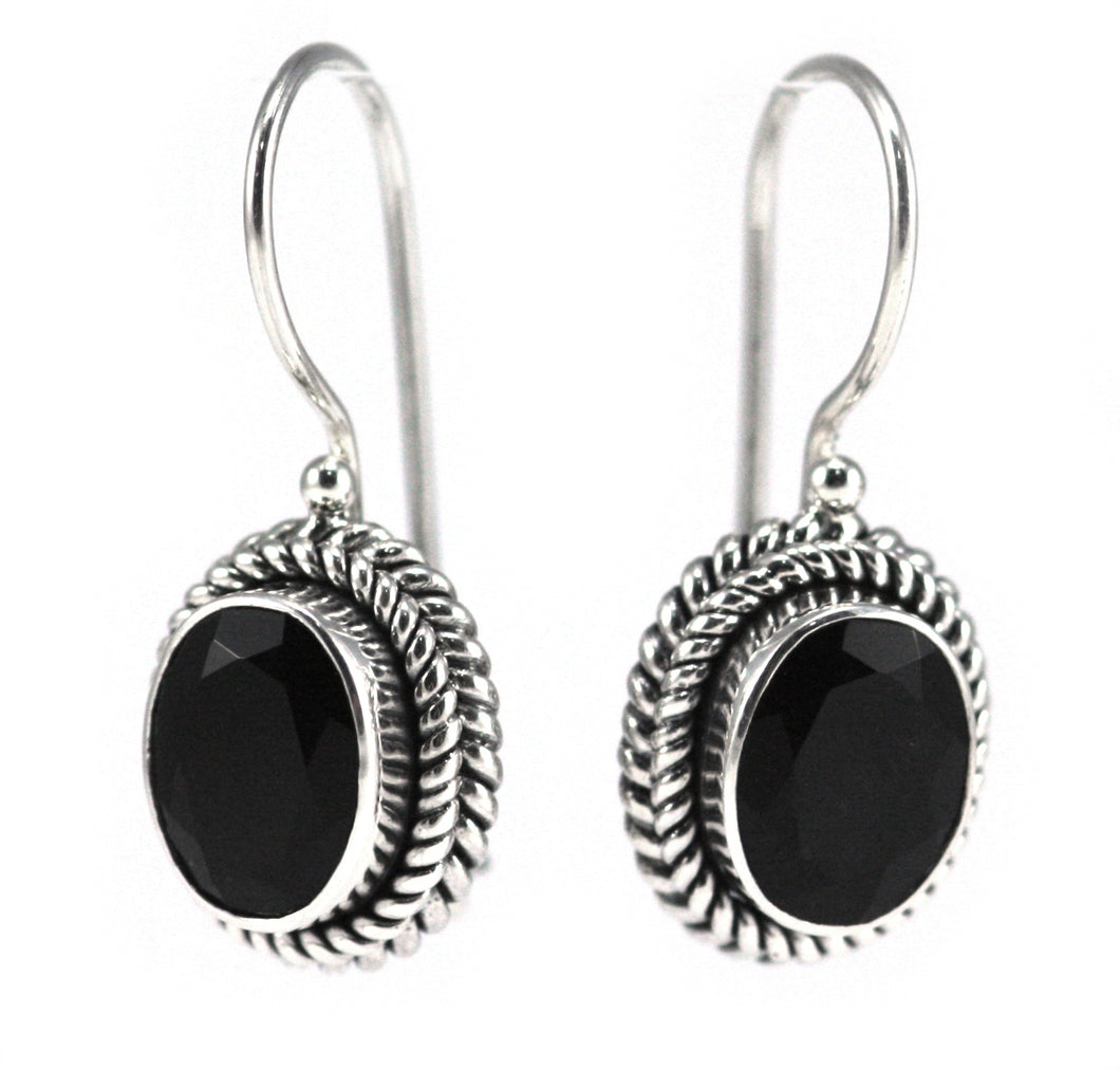 PADMA Beaded Oval Black Onyz Drop earrings
