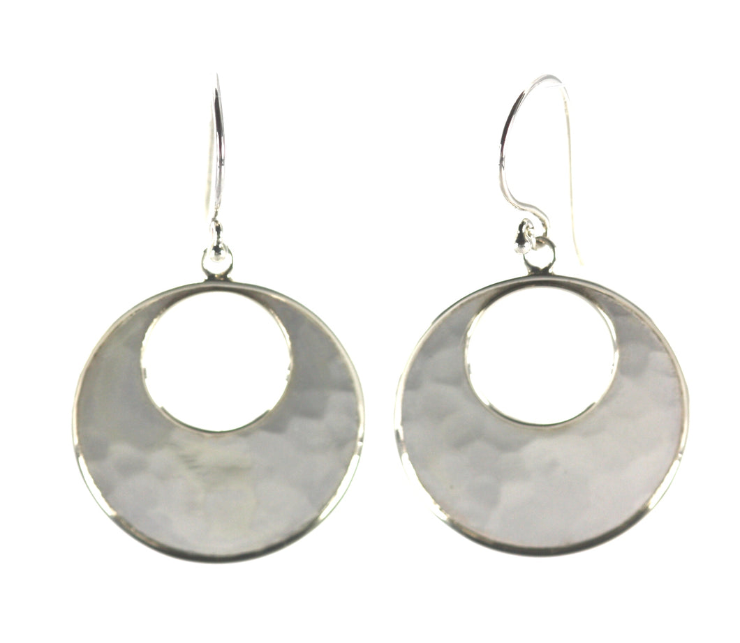 DASA Hammered Silver Drop Hoop Earrings