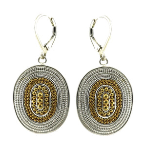 RAYA Beaded Concentric Sterling Silver and Gold  Earrings
