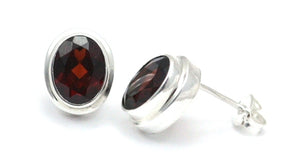 PADMA Oval Garnet Post Stud earrings