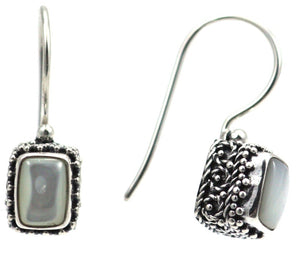 PADMA Filigree Rectangle Mother Of Pearl Drop Earrings
