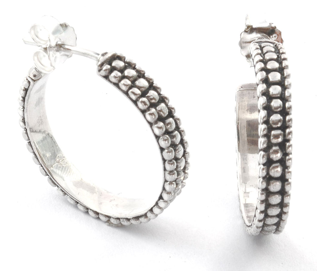 WEDA Triple Beaded Hoop Earrings