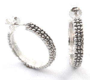 WEDA Floral Beaded Hoop Earrings