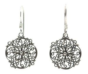 FILI Round Floral Filigree Drop Earrings