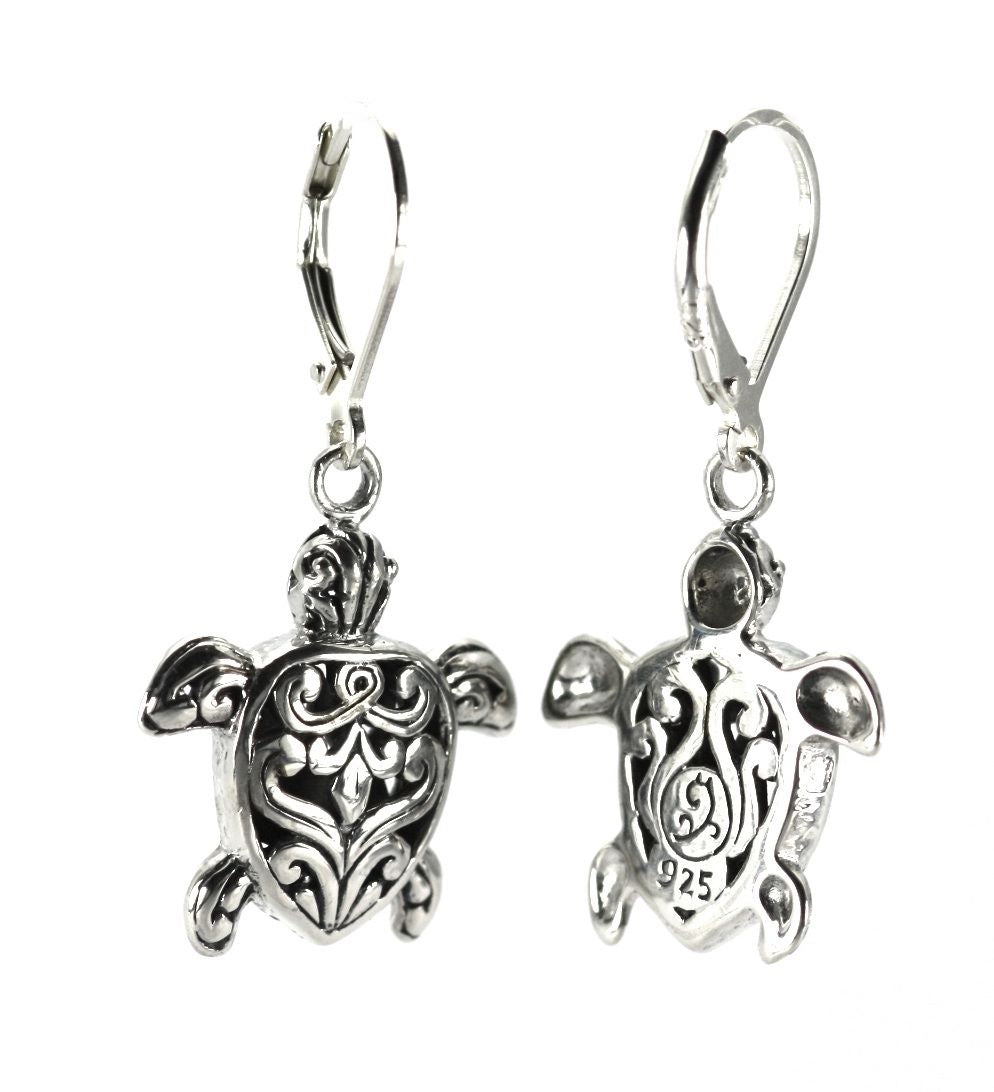 WEDA Floral Filigree Sea Turtle Earrings